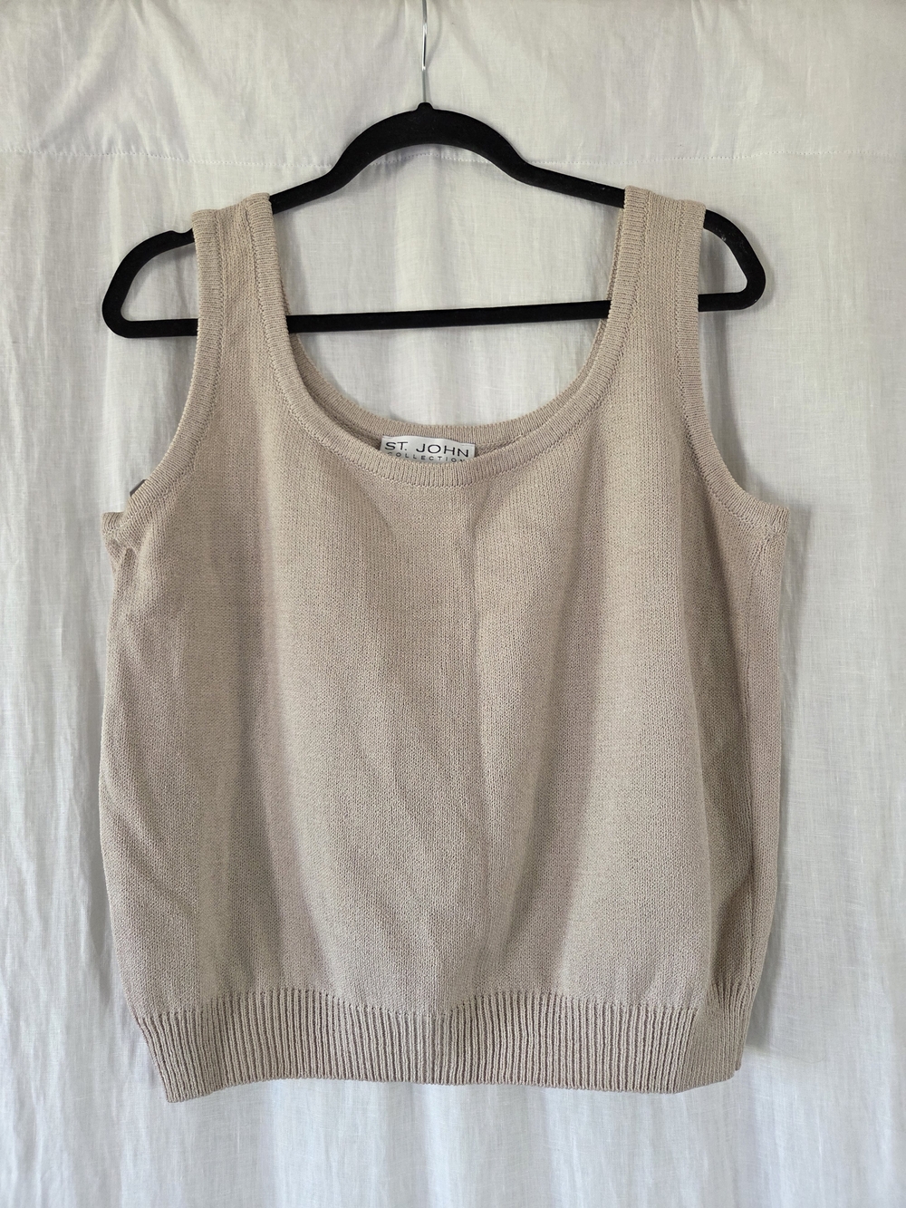 St. John | Sleeveless Knit Tank Top - Beige